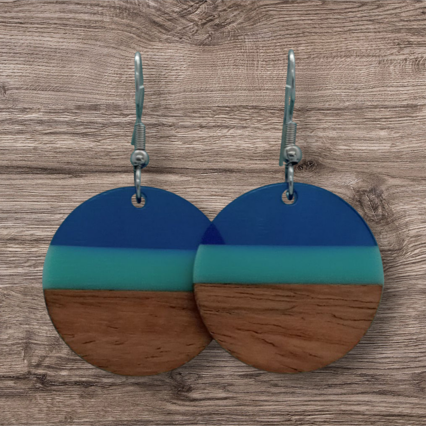Shades of blue and walnut earrings