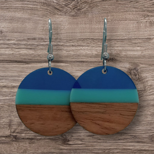 Shades of blue and walnut earrings
