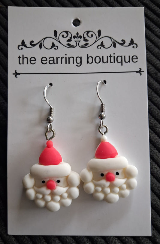 Marshmallow Beard Santa earrings