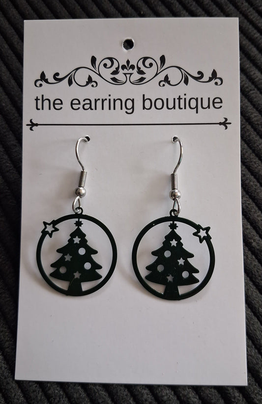 Dark Green Christmas Tree earrings