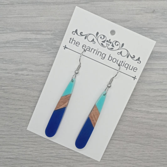 Walnut & resin blades - blue duo